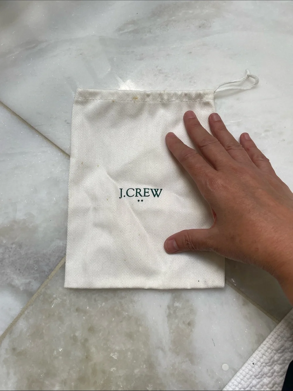 J. Crew Cream Drawstring Accessory Pouch